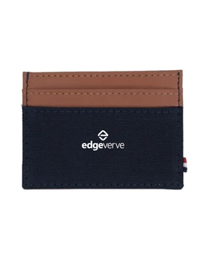 Houston Card Wallet- Navy Blue with Tan